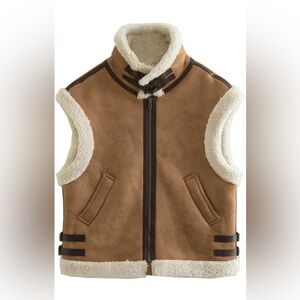 Winter Warm Suede Sherpa Vest  (BRAND NEW NEVER WORN)